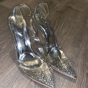Akira SZ 9 Cinderella Heels SILVER RHINESTONE!!